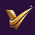 Gold logo with a star on a dark purple background