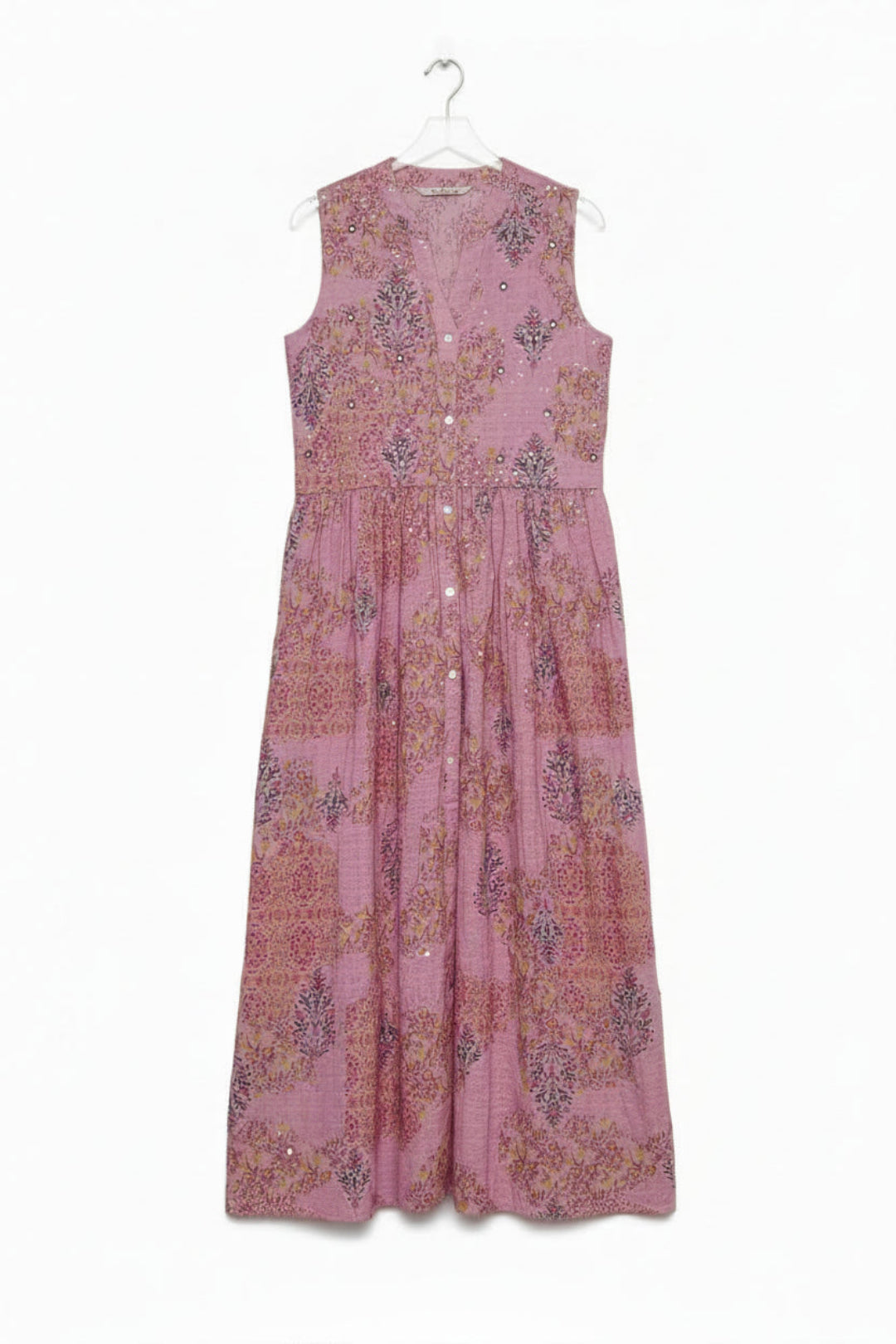 Pink floral dress on a white background