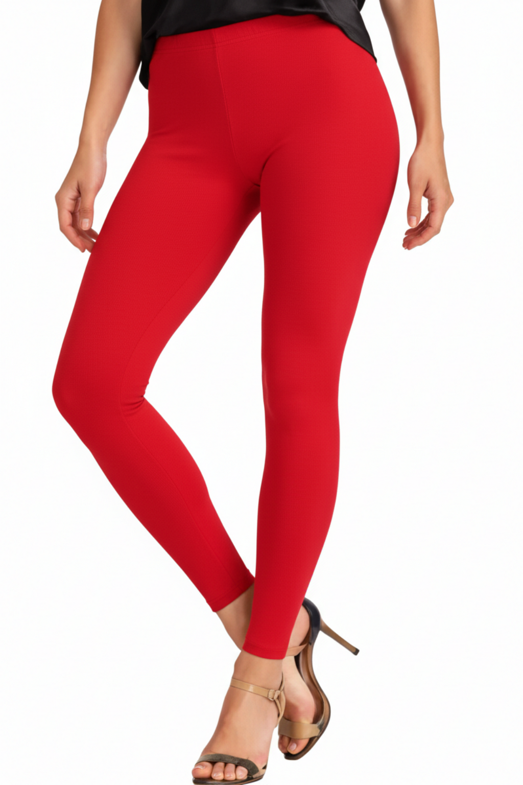 Premium Red Cotton Blend Leggings