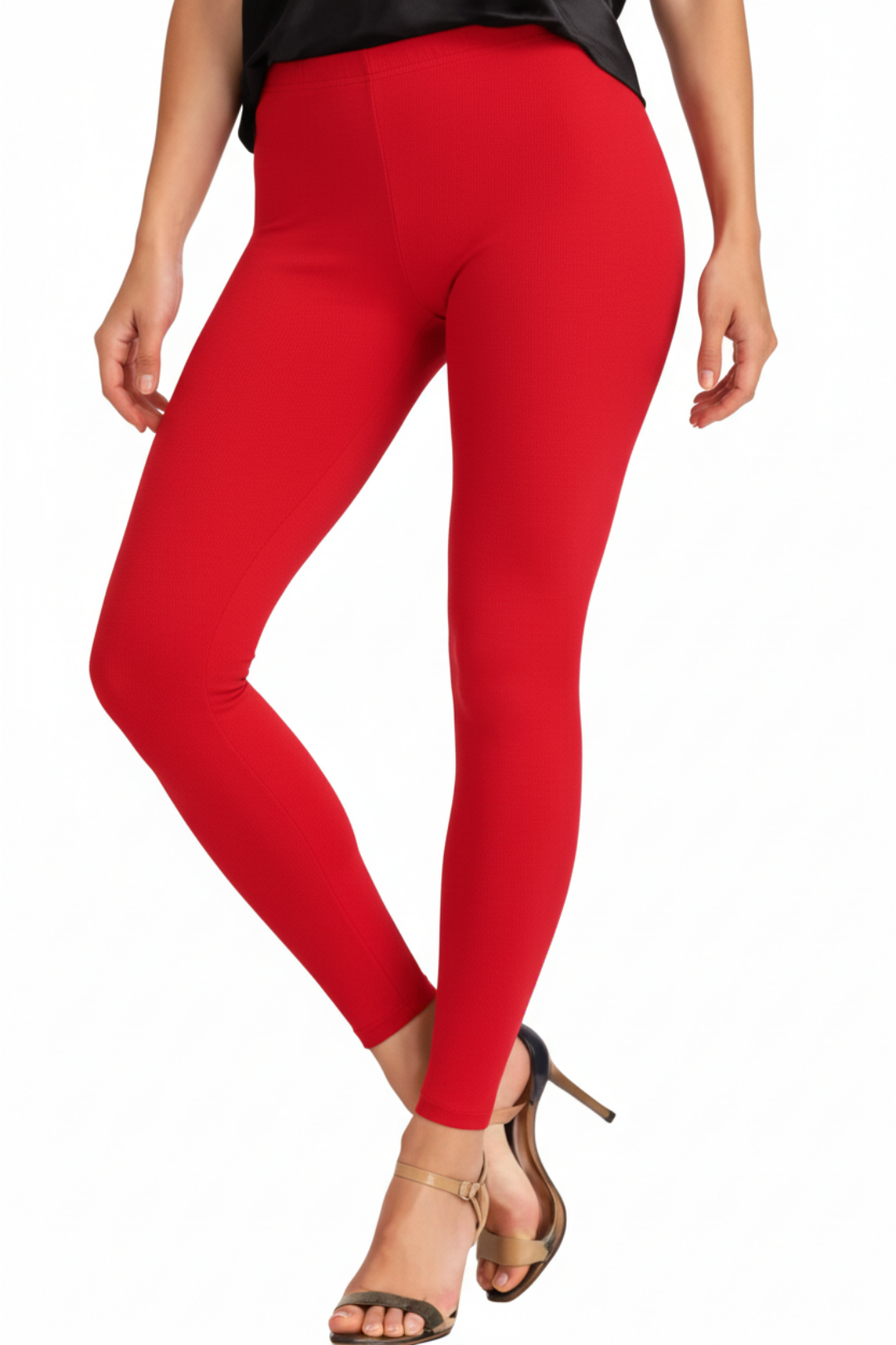 Premium Red Cotton Blend Leggings