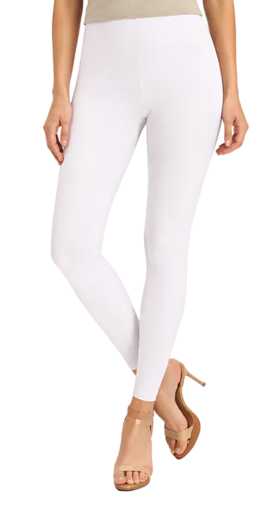 Classic White Cotton Blend Leggings
